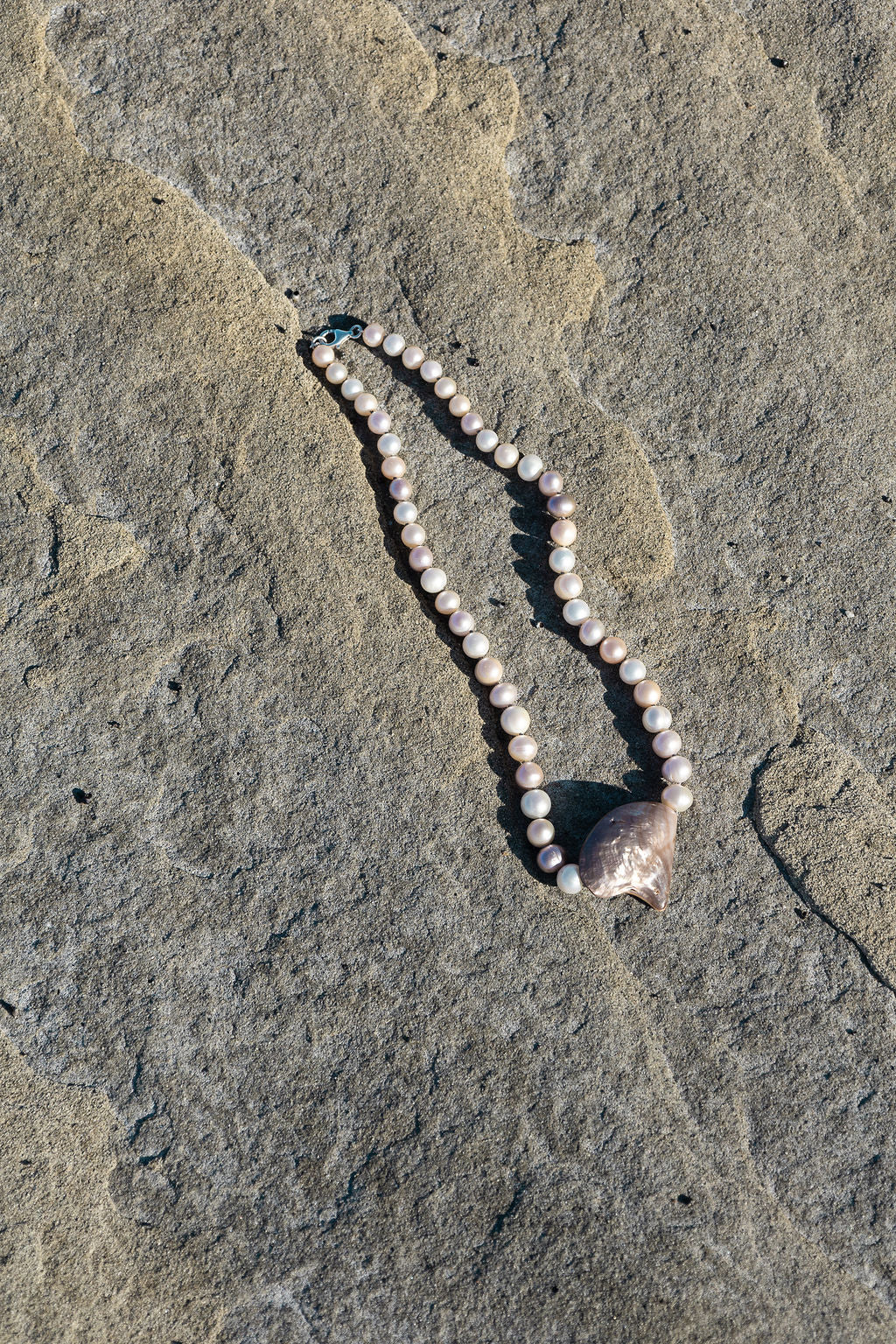 Vintage Shell & Potato Pearl Necklace