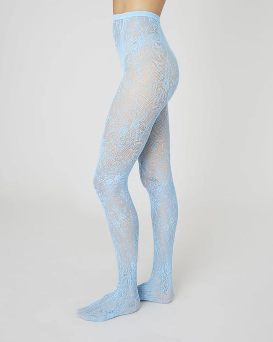 Sky Blue Rosa Lace Tights