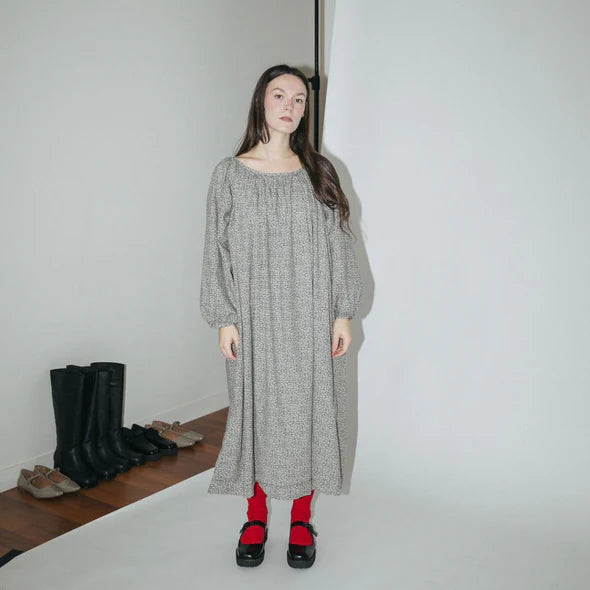 Floral Long Olive Dress