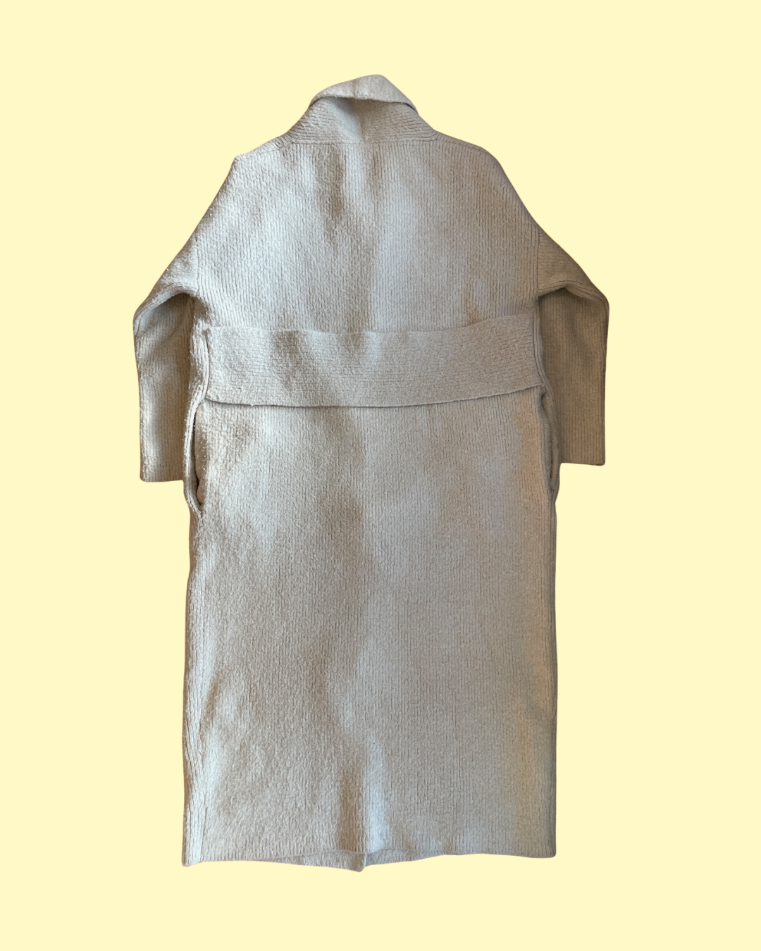 Natural Long Open Front Cardigan