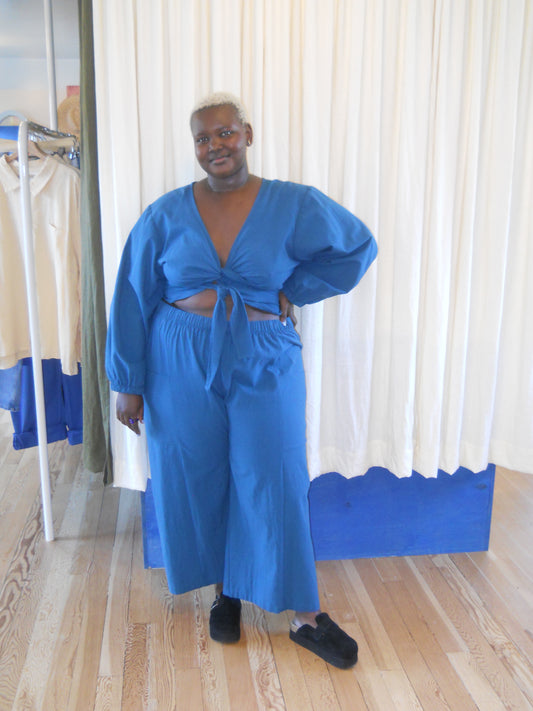 Deep Blue Harmony Wrap Top