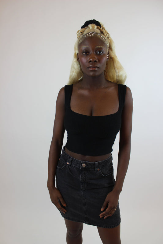 Black Chubby Strap Tank