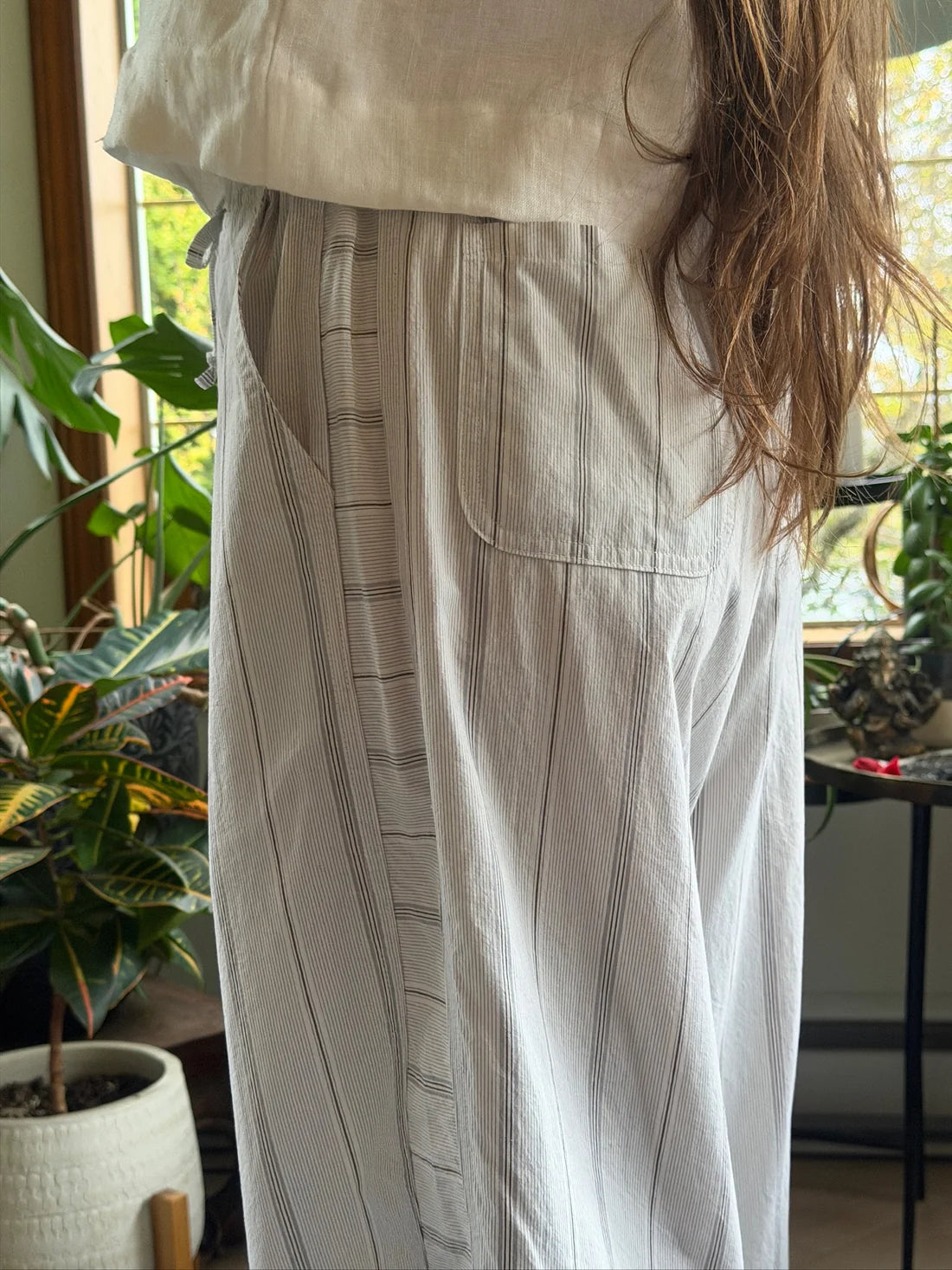 White Stripe Jules Pant