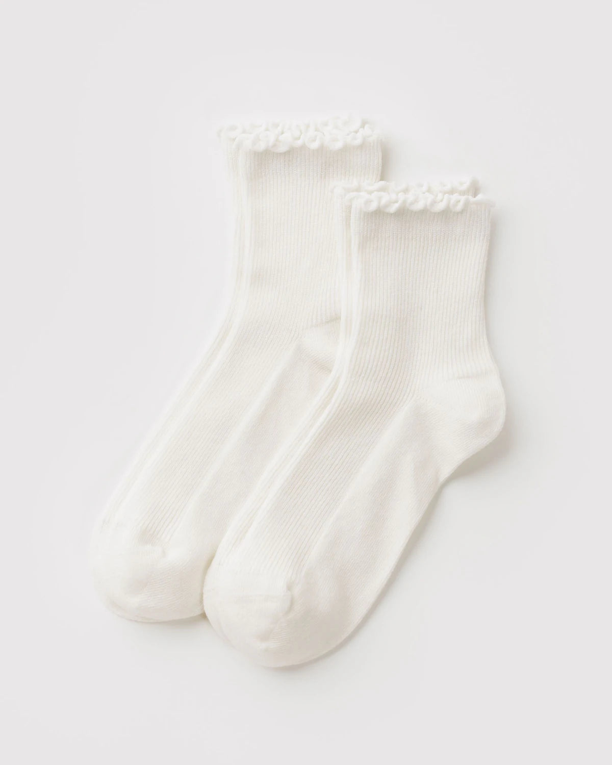 White Lettuce Edge Socks