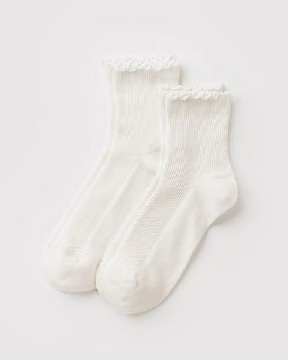 White Lettuce Edge Socks