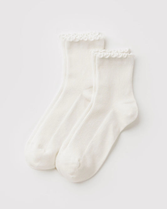 White Lettuce Edge Socks