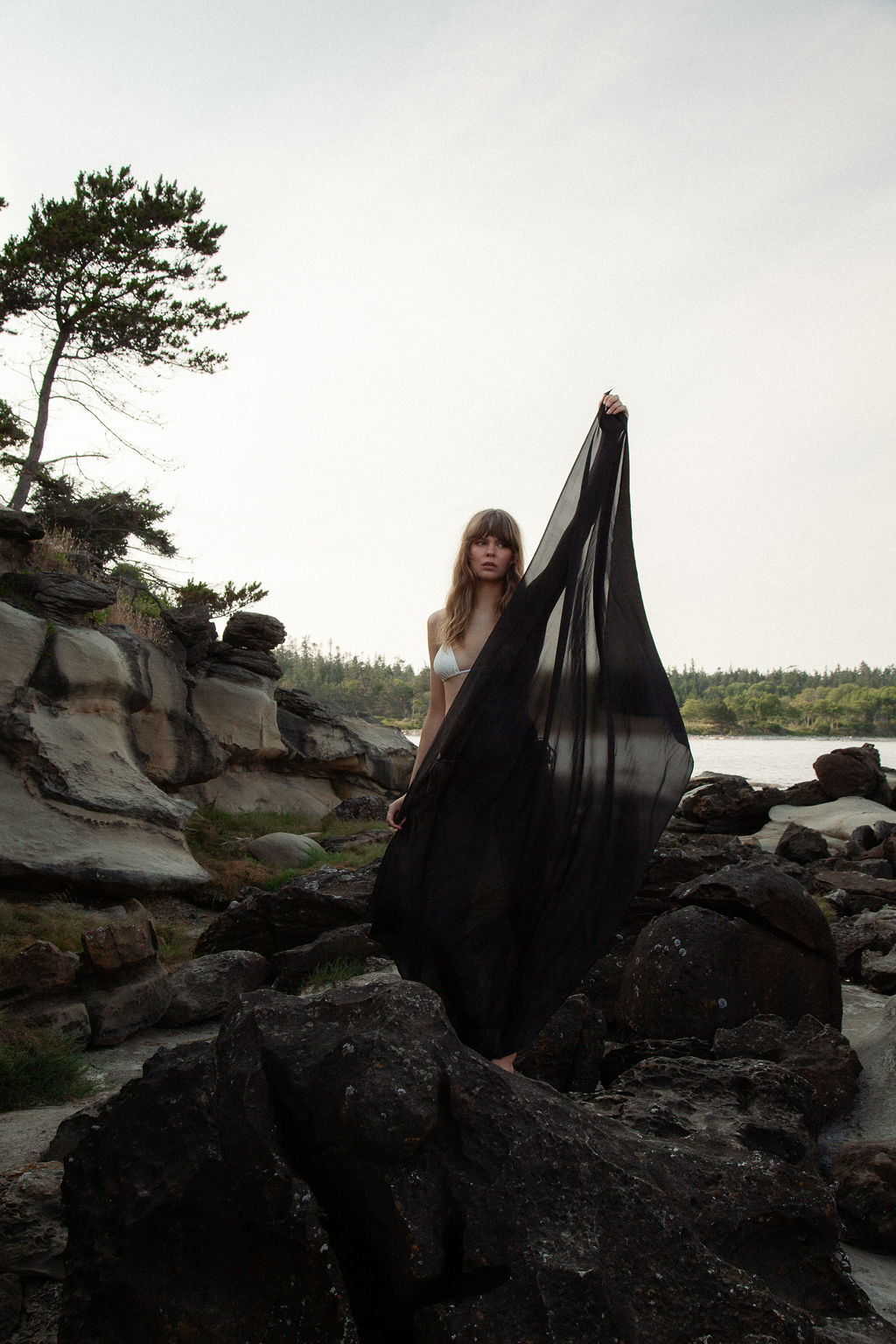 Big Black Silk Scarf