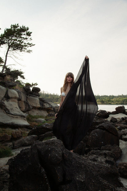 Big Black Silk Scarf
