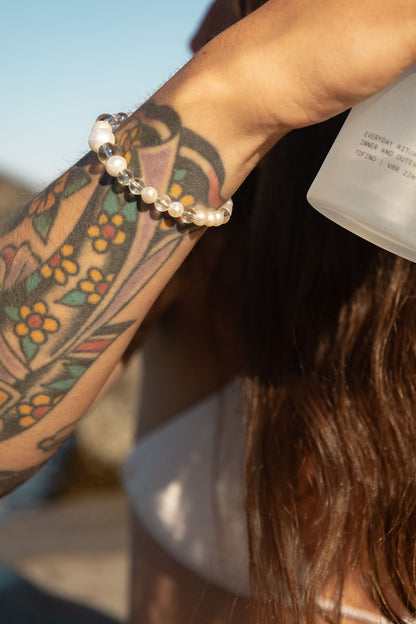 Clear Quartz & Pearl Bracelet