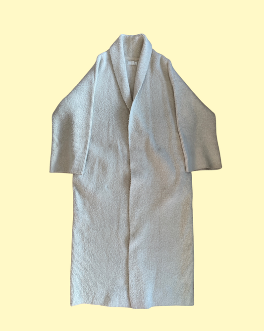 Natural Long Open Front Cardigan