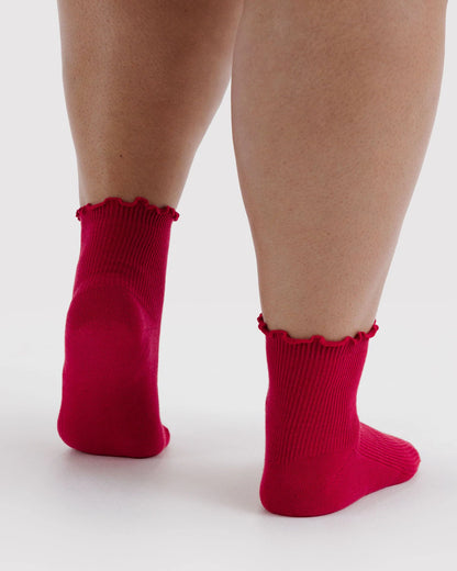 Plum/Cherry Lettuce Edge Socks