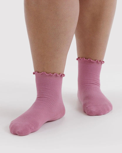 Plum/Cherry Lettuce Edge Socks