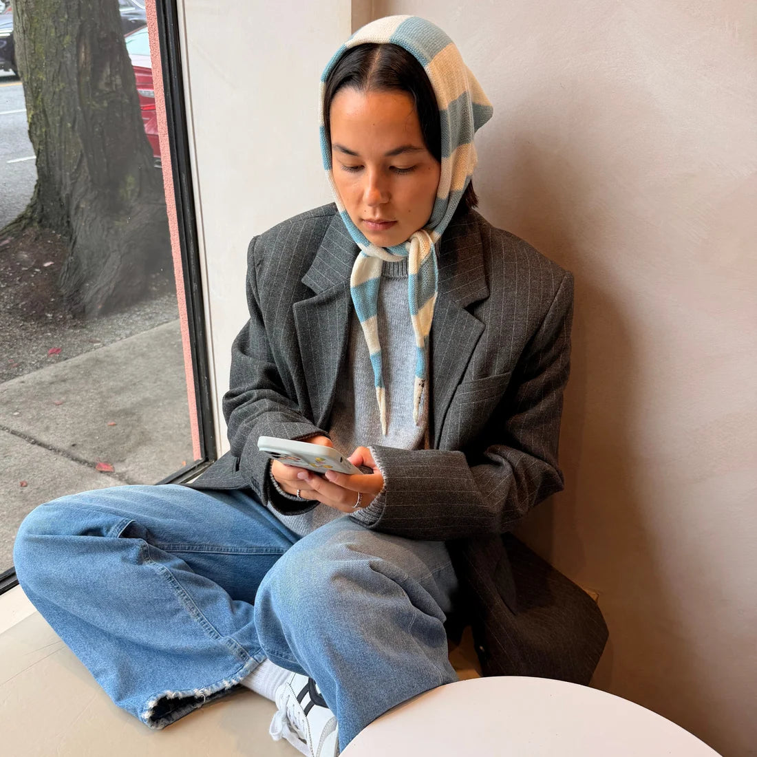 Blue Stripe Lily Scarf