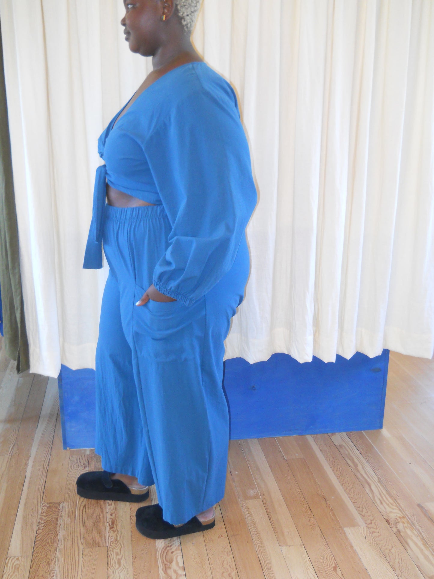 Deep Blue Harmony Wrap Top