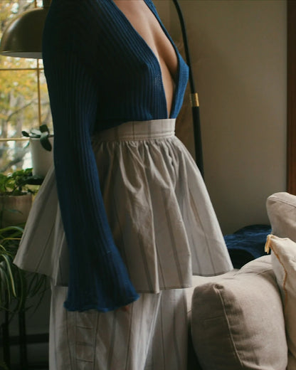 White Stripe Peplum Skirt