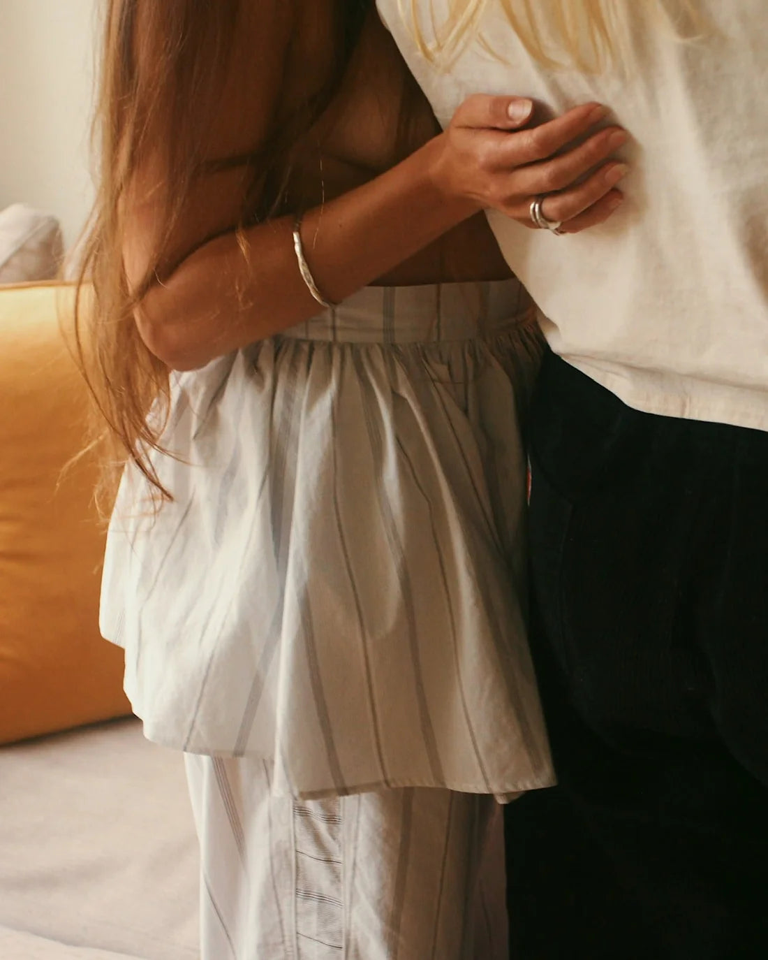 White Stripe Peplum Skirt