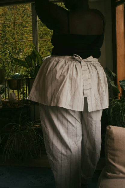 White Stripe Peplum Skirt