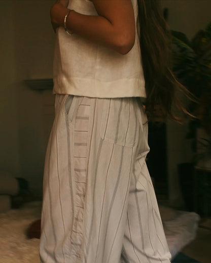 White Stripe Jules Pant