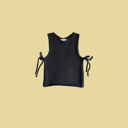 Black Knit Tie Top