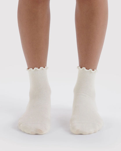 White Lettuce Edge Socks