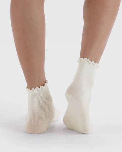 White Lettuce Edge Socks