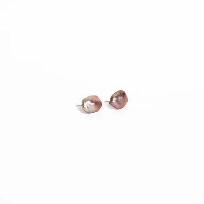 Warm Pink Baroque Studs