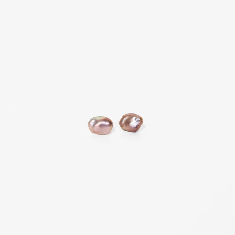 Warm Pink Baroque Studs